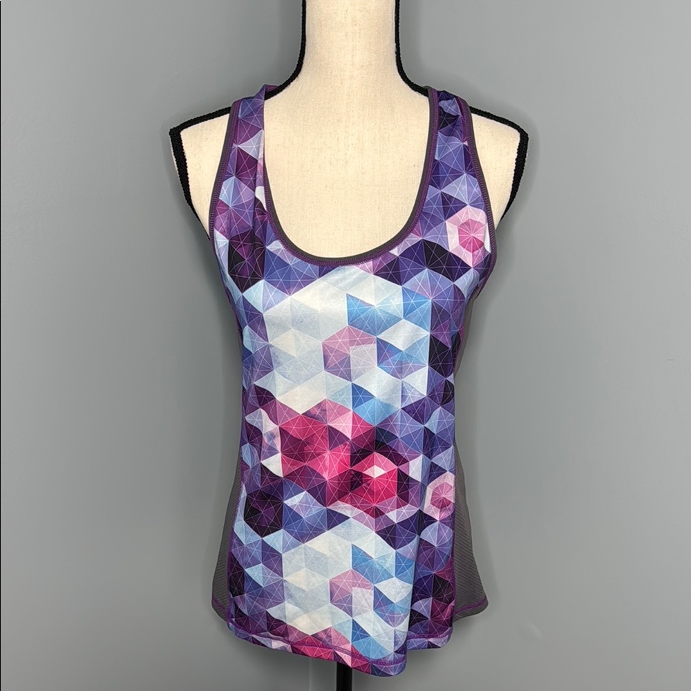 ***RBX Women's Blue/Pink Geometric Athletic Tank Top Sz L